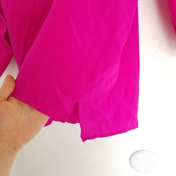 Mason V-Neck Silk Cuff Sleeves High Low Blouse Top - Picture 5 of 11